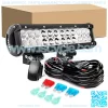 ZH084 LED Light Bar 1PC 12Inch 72W Spot Flood Combo LED Off Road Lights 12V 5Pin Rocker Switch LED Light Bar Wiring Harness Kit- 2 Leads, 2 Years Warranty