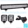 20" Led Light Bar, Glotech 126W Cree Waterproof Spot Flood Combo Driving Off Road Lights and 2PCS 4" LED Pods with 10ft 12V Wiring Harness for Truck, SUV, Jeeps, Car