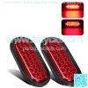 2 Pcs 6 Inch Red Oval Led Trailer Tail Lights 24 LED Grommet Mount, Oval 6" Red Stop Turn Tail Brake Light Rubber Flush Mount Replacement for Trailer RV Trucks Bus Waterproof