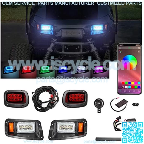 3 Version Golf Cart LED Headlight and Tail Light for EZGO TXT Freedom Carts (12V-48V) with Turn Signals Kits, Safe Daytime Running Lights & Multi Color App Bluetooth Control Light Kits