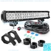 20 Inch 126W Spot Flood Combo LED Light Bars Off-Road Light Mounting Bracket Horizontal Bar with Off Road Wiring Harness