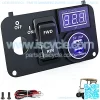 Golf Cart Key Console Switch Plate Multifunctional Panel for 2003+ EZGO TXT PDS Electric, Forward Reverse Switch Button & LED Digital Voltmeter & 12V Quick Charge 3.0 Dual USB Socket 3 in 1