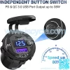 Cigarette Lighter Socket 12 Volt USB Outlet: PD 20W USB C and QC3.0 Car USB Port Aluminum Metal 12V Plug, 150W Car Charger USB Socket Panel with Power Switch LED Voltmeter for Marine Boat RV Golf Cart - Image 2