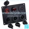Dual USB Socket Charger 2.1A&2.1A + LED Voltmeter + 3-Socket 12V Cigarette Lighter Power Outlet Adapter + ON-Off Toggle Switch Multi-Functions Panel for Car Marine Boat Rv Truck Mobiles (Red)
