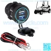Golf Cart Quick Charge 3.0 Outlet Dual USB Charger Socket for Golf Carts EZGO Club Car Yamaha, 12V Input Double USB Ports Waterproof