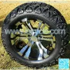 14" Black Aluminum Wheels and 23x10-14" DOT All Terrain Golf Cart Tires Combo - Set of 4