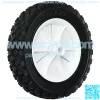 9613 8-Inch Semi-Pneumatic Rubber Replacement Tire, Plastic Wheel, 1-3/4-Inch Diamond Tread, 1/2-Inch Bore Offset Axle,White