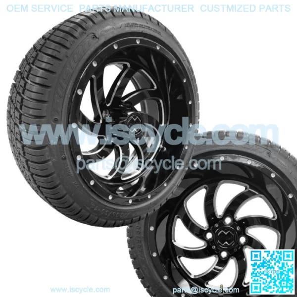 Golf Cart 14" Phantom Glossy Black Wheels on 205/30-14 Tires * 2 Year Warranty