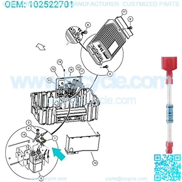 Golf Cart Resistor Assembly with Connectors for Club Car Electric 2004-up Precedent 102522701 - Image 2