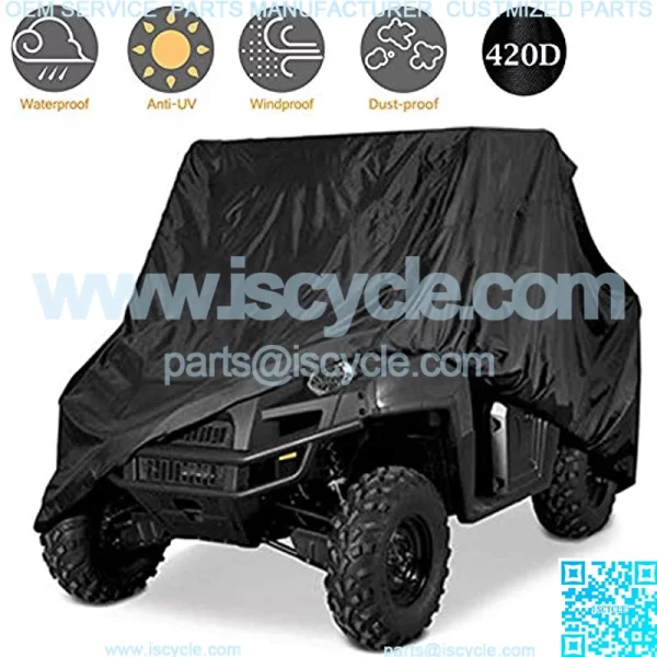 Waterproof UTV Cover,Heavy Duty Oxford Cloth for Polaris RZR Yamaha Can-Am Defender Kawasaki Ranger Cover 2-4 Passenger Black Protects 4 Wheeler Integrated Trailer System,115" x 60" x 75"
