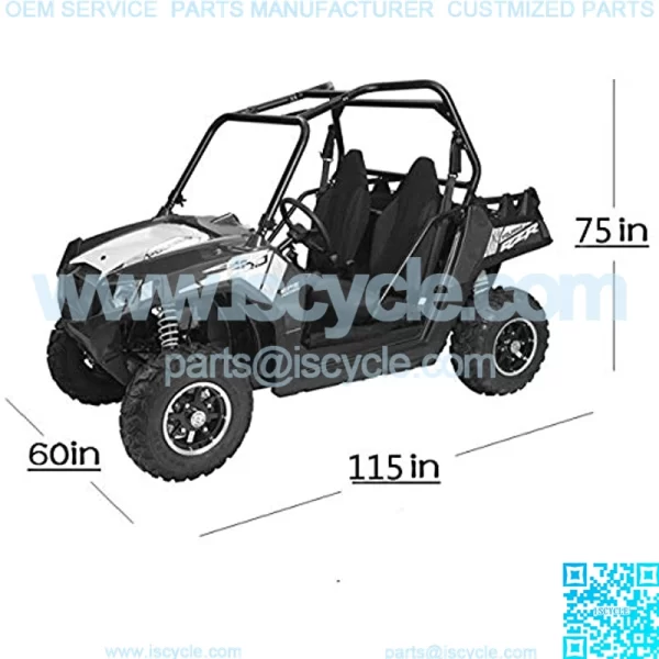 Waterproof UTV Cover,Heavy Duty Oxford Cloth for Polaris RZR Yamaha Can-Am Defender Kawasaki Ranger Cover 2-4 Passenger Black Protects 4 Wheeler Integrated Trailer System,115" x 60" x 75" - Image 5