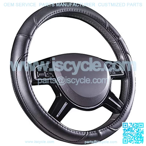 Leatherette Steering Wheel Cover, 15  , Black