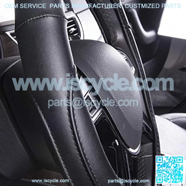 Leatherette Steering Wheel Cover, 15  , Black - Image 3