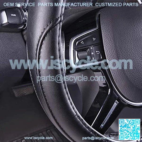 Leatherette Steering Wheel Cover, 15  , Black - Image 5