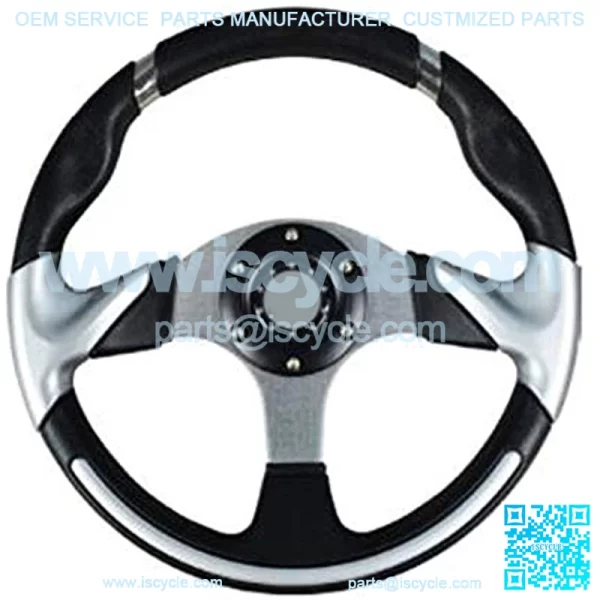 Deluxe Steering Wheel- Silver for Star Classic Golf Cart