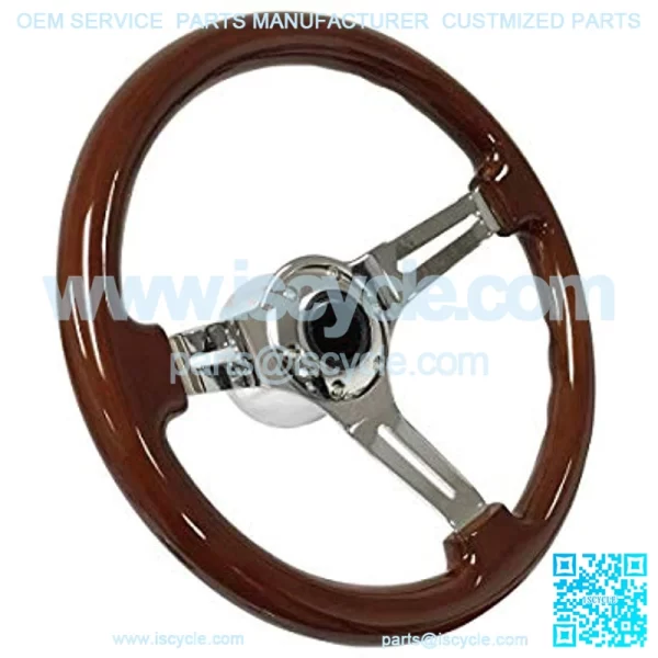 1969-1994 Chevy S6 Mahogany Finish Steering Wheel Chrome Kit | Red Bow Tie