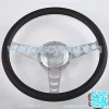 14'' Billet Orbiter Half Wrap 9 Bolts Steering Wheel with 2'' Dish and Horn Button (Black)