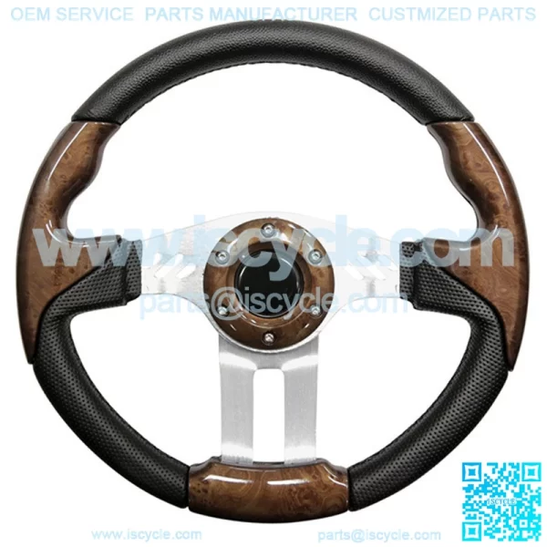 5 Woodgrain Grip/Brushed Aluminum Steering Wheel