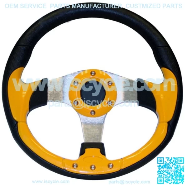 Golf Cart Steering Wheel 13 Inch Yellow Black Club Car Ezgo Yamaha
