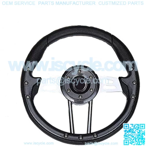 Golf Cart Racing Steering Wheel or Adapter (Sold Separately), Universal for Club Car DS Precedent EZGO RXV & TXT Yamaha Ergonomic Design - Sliver/Black