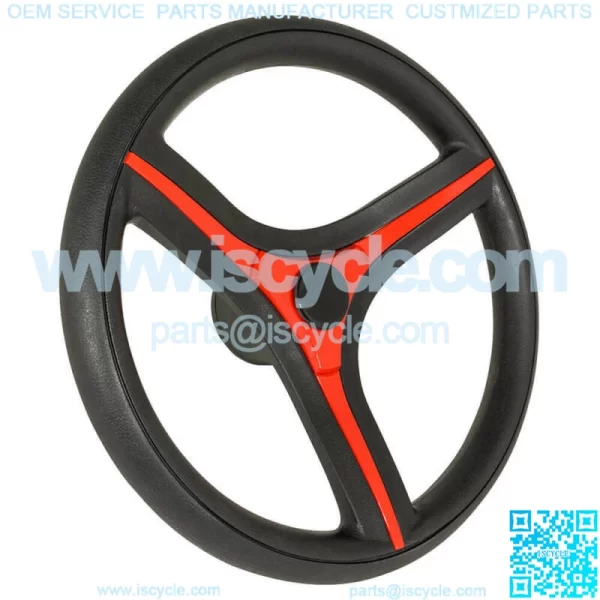 Italia Black Steering Wheel Fits Star EV Golf Cart - Image 2