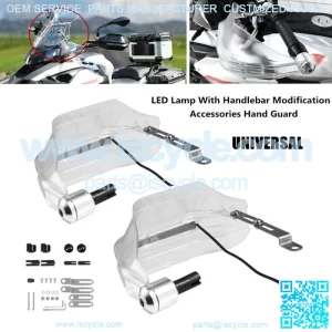 2X Motorcycle Handle Bar Hand Guard Protector Wind Deflector ATV Handy LED Lamp