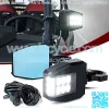 UTV Side Mirrors with Lights, Aupar Aluminum Side Rear Mirrors with LED Spot Light fit 1.6"-2" Roll Cage Bars(Clear Lens)