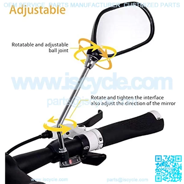Bike Mirror RotatAnd Adjustable, Bike Rearview Mirror with Light Reflector, Safer No-shock Bicycle Mirror, 360 Rotation Rearview Mirror, Universal for Bike Bicycle - Image 2