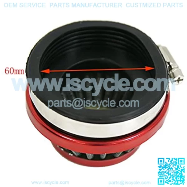 Carburetor Connecting Head&60mm Red Air Filter For 49cc 80cc Motorised Bicycle - Image 4
