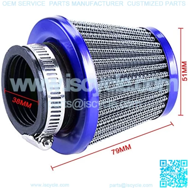 38mm Air Filter For 90cc 110cc 125cc Dirt Pit Bike Chinese GY6 50cc QMB139 Moped Scooter Off Road Motorcycle ATV Quad XR50 CRF50 CRF70 XR CRF KLX Apollo SSR Lifan Engine Parts (Blue) - Image 3