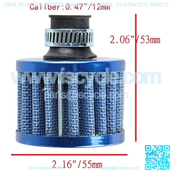 Universal 12mm Mini Blue Cone Cold Air Intake Filter Turbo Vent Breather Car - Image 2