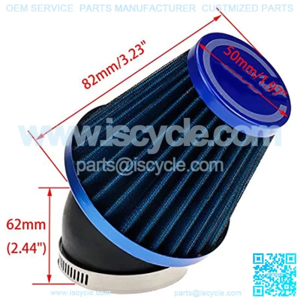 Universal Motorcycle Air Filter ReplaceMotorcycle Modified Parts For Increasing Air Flow Into Engine, 48RAD With AdjustClamp(Blue) - Image 2
