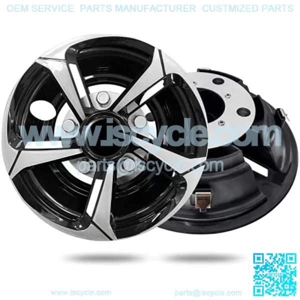 Golf Cart Wheel Covers Hub Caps Silver Automobile Finish & Black for EZGO Club Car Yamaha Universal 8" New(Set of 4) - Image 4