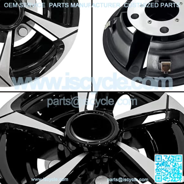 Golf Cart Wheel Covers Hub Caps Silver Automobile Finish & Black for EZGO Club Car Yamaha Universal 8" New(Set of 4) - Image 5