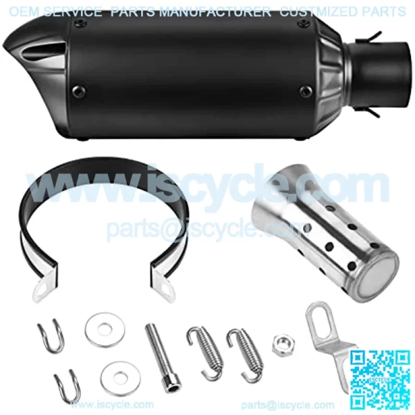 Universal 2" Slip on Motorcycles Exhaust Mufflers & Silencers Compatible with Grom ATV Dirt Street Bike Scooter Quad and Other Bikes Matt Black - Image 2