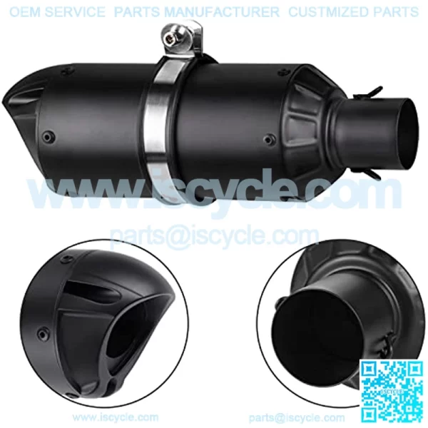 Universal 2" Slip on Motorcycles Exhaust Mufflers & Silencers Compatible with Grom ATV Dirt Street Bike Scooter Quad and Other Bikes Matt Black - Image 3