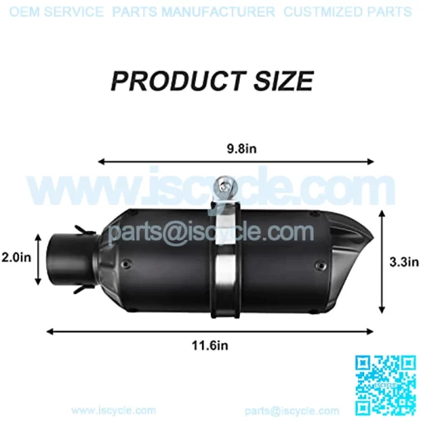Universal 2" Slip on Motorcycles Exhaust Mufflers & Silencers Compatible with Grom ATV Dirt Street Bike Scooter Quad and Other Bikes Matt Black - Image 4