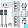 8" Adjustable Trailer Hitch Ball Mount for 2"Receiver 2" and 2-5/16" Aluminum Alloy Dual Towing Balls with Dual Pin Key Locks
