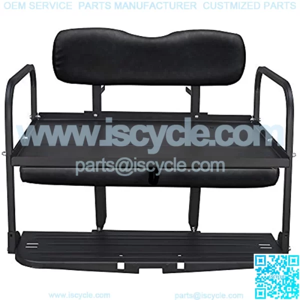 Club Car Precedent Golf Cart Flip Folding Rear Back Seat Kit - Black - Image 3