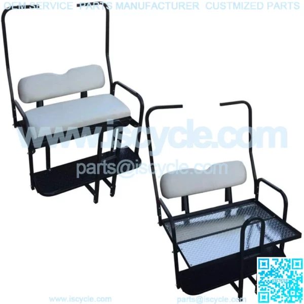Club Car DS Golf Cart Flip Folding Rear Back Seat Kit Diamond Plate - Off White