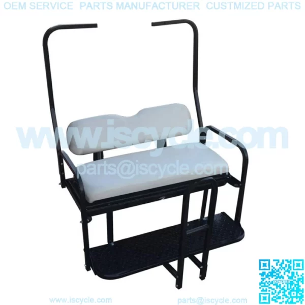Club Car DS Golf Cart Flip Folding Rear Back Seat Kit Diamond Plate - Off White - Image 3