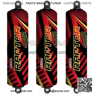 Red Black & Yellow Shock Covers for Yamaha Raptor YFM700 New Model [2025]