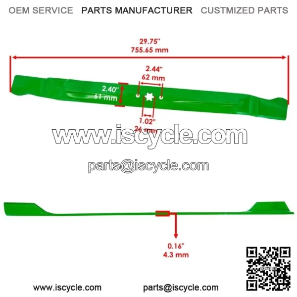 742-04385 94204385 942-04385 74204385 30" Deck Spindle Blade for Cub Cadet MTD - Image 2