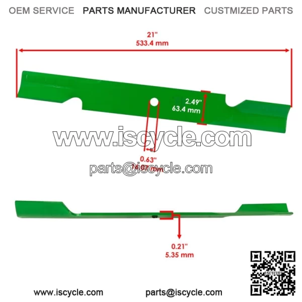 5020842ASM 5101755S 770136 61" Deck Blade 21" For Snapper 550Z Pro S120 S125XT - Image 2
