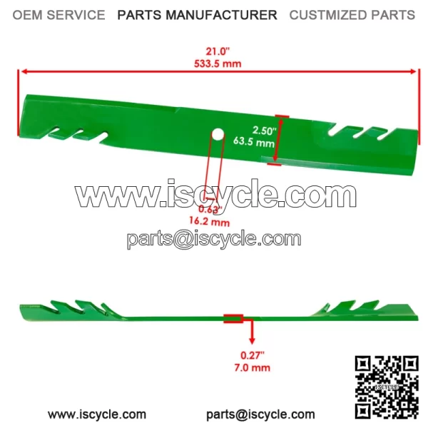 038-6081-00 038608100 61" Deck Gator Blades for Bad Boy 21" Blade Powder Coated - Image 2