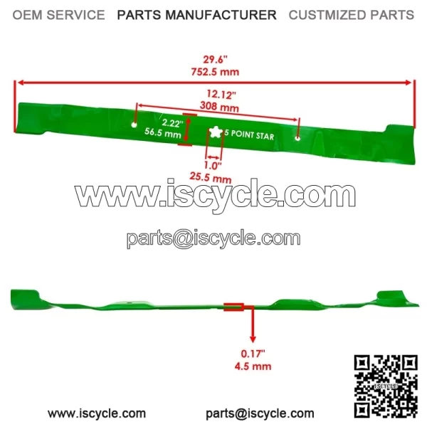 532419274 777419274 30" Deck Blade 29.6" For Husqvarna CT126 CTH126 RZ3016 3019 - Image 2