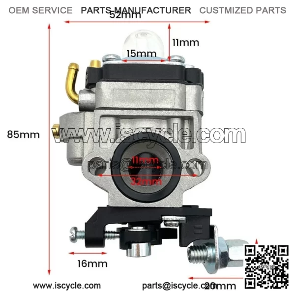 Universal 11mm Carburettor Carb for 22cc 26cc 33cc 34cc 36cc Strimmer Trimmer - Image 2