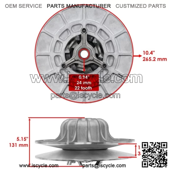 Secondary Clutch & Belt For Polaris RZR TURBO 4 19 TURBO S 20 1323394 3211202 - Image 2