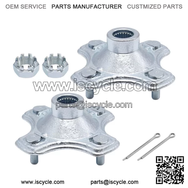 2 Pcs Rear Axle Wheel Hub w/Nut For 07-2013 Honda TRX420 FE TRX420FM Rancher 420