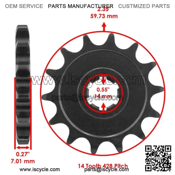 Front Rear Drive Chain Sprocket For Kawasaki KLX140 2008-2023 13144-0049 - Image 2